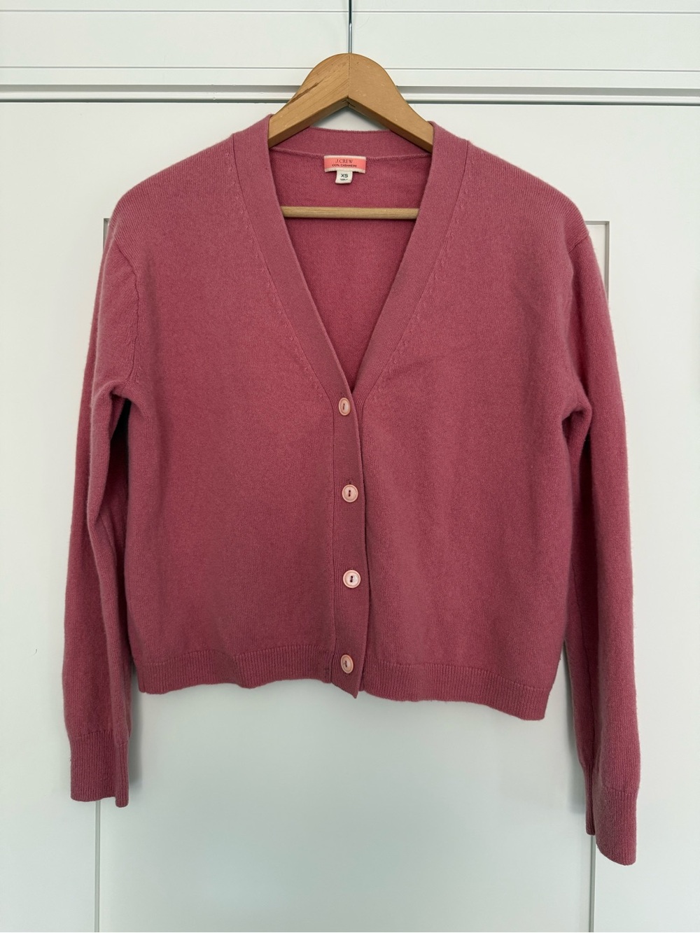 J. Crew Cashmere Dusty Rose V-Neck Button Cardigan Women’s Size Extra Small